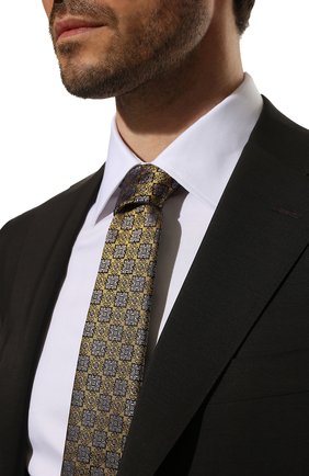 Мужской шелковый галстук CANALI желтого цвета, арт. 18/HJ03404 | Фото 2 (Принт: С принтом; Материал: Текстиль, Шелк)