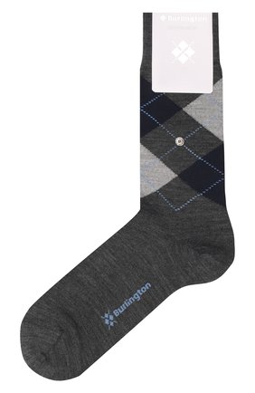 Мужские шерстяные носки BURLINGTON темно-серого цвета, арт. 21182. | Фото 1 (Материал внешний: Шерсть; Кросс-КТ: бельё)