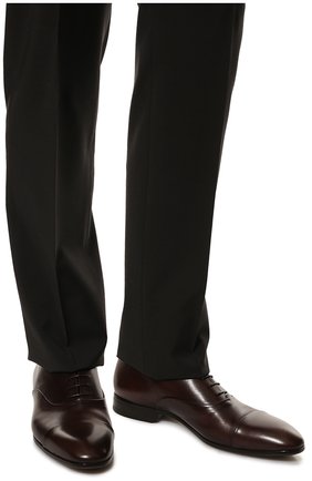Мужские кожаные оксфорды W.GIBBS темно-коричневого цвета, арт. 2339007/1640 | Фото 3 (Материал внешний: Кожа; Материал внутренний: Натуральная кожа; Стили: Классический)