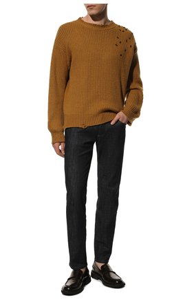 Мужской хлопковый свитер DSQUARED2 светло-коричневого цвета, арт. S74HA1251/S17914 | Фото 2 (Длина (для топов): Стандартные; Рукава: Длинные; Материал внешний: Хлопок; Принт: Без принта; Стили: Гранж)