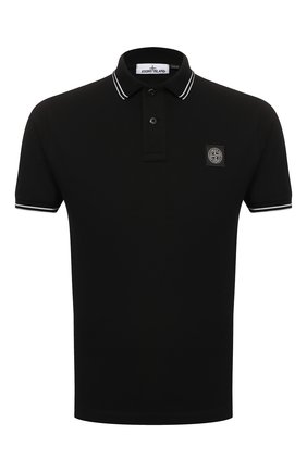 Мужское хлопковое поло STONE ISLAND черного цвета по цене 10950 руб., арт. 101522S18 | Фото 1 Мужское хлопковое поло STONE ISLAND черного цвета, арт. 101522S18 | Фото 1