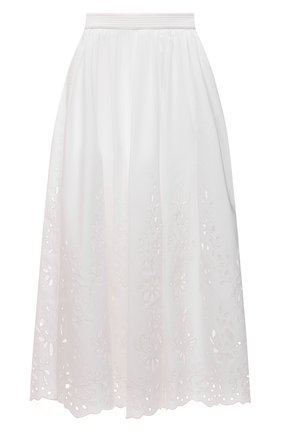 Женская хлопковая юбка CHLOÉ белого цвета, арт. CHC22SJU03481 | Фото 1 (Длина Ж (юбки, платья, шорты): Макси; Материал внешний: Хлопок; Стили: Кэжуэл; Женское Кросс-КТ: Юбка-одежда)