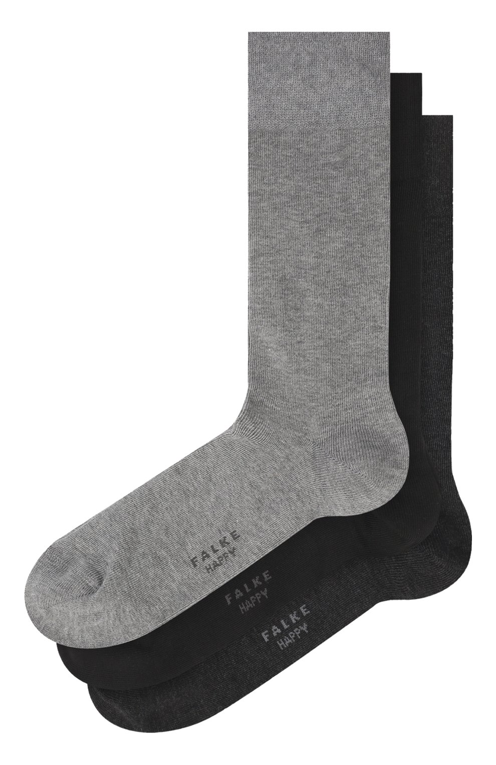 Мужские комплект из трех пар носков FALKE серого цвета, арт. 13057. | Фото 1 (Кросс-КТ: бельё)