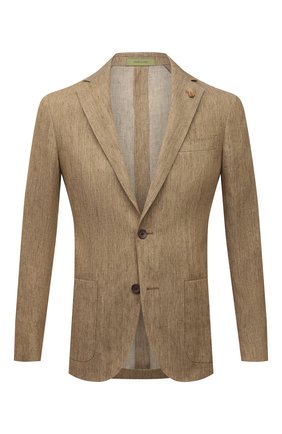 Мужской льняной пиджак CORNELIANI бежевого цвета по цене 107500 руб., арт. 89XH02-2114350/90 | Фото 1 Мужской льняной пиджак CORNELIANI бежевого цвета, арт. 89XH02-2114350/90 | Фото 1 (Длина (для топов): Стандартные; Рукава: Длинные; Материал внешний: Лен; Стили: Кэжуэл; Пиджаки М: Приталенный; 1-2-бортные: Однобортные; Случай: Повседневный)