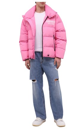 Мужская пуховая куртка DSQUARED2 розового цвета, арт. S74AM1259/S53817 | Фото 2 (Материал подклада: Синтетический материал; Материал утеплителя: Пух и перо; Рукава: Длинные; Длина (верхняя одежда): Короткие; Материал внешний: Синтетический материал; Кросс-КТ: Куртка; Мужское Кросс-КТ: пуховик-короткий; Стили: Романтичный)