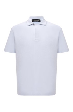 Мужское хлопковое поло ERMENEGILDO ZEGNA светло-голубого цвета по цене 41650 руб., арт. UZ351/757 | Фото 1 Мужское хлопковое поло ERMENEGILDO ZEGNA светло-голубого цвета, арт. UZ351/757 | Фото 1 (Длина (для топов): Стандартные; Рукава: Короткие; Материал внешний: Хлопок; Стили: Кэжуэл; Застежка: Пуговицы)