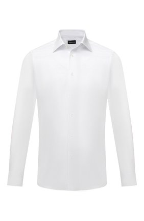 Мужская хлопковая сорочка ERMENEGILDO ZEGNA белого цвета по цене 31650 руб., арт. 301620/9MS0PA | Фото 1 Мужская хлопковая сорочка ERMENEGILDO ZEGNA белого цвета, арт. 301620/9MS0PA | Фото 1 (Материал внешний: Хлопок; Длина (для топов): Стандартные; Рукава: Длинные; Принт: Однотонные; Рубашки М: Regular Fit; Манжеты: На пуговицах; Случай: Формальный; Воротник: Кент; Стили: Классический)