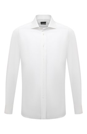 Мужская хлопковая сорочка ERMENEGILDO ZEGNA белого цвета по цене 52350 руб., арт. 301511/9MS0BA | Фото 1 Мужская хлопковая сорочка ERMENEGILDO ZEGNA белого цвета, арт. 301511/9MS0BA | Фото 1 (Рукава: Длинные; Материал внешний: Хлопок; Длина (для топов): Стандартные; Воротник: Акула; Манжеты: На пуговицах; Стили: Классический; Принт: Однотонные; Случай: Формальный; Рубашки М: Regular Fit)