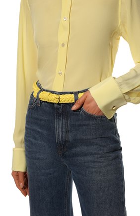 Женский кожаный ремень enamel LORO PIANA желтого цвета, арт. FAM1573 | Фото 2 (Материал: Натуральная кожа)