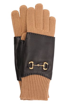Женские перчатки GUCCI коричневого цвета, арт. 678921/3SAA6 | Фото 1 (Материал: Текстиль, Шерсть)