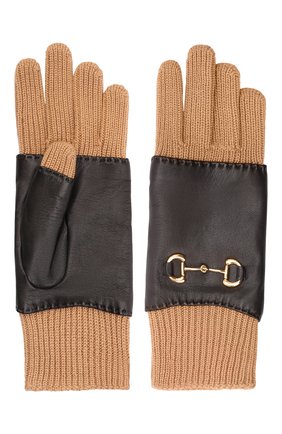 Женские перчатки GUCCI коричневого цвета, арт. 678921/3SAA6 | Фото 2 (Материал: Текстиль, Шерсть)