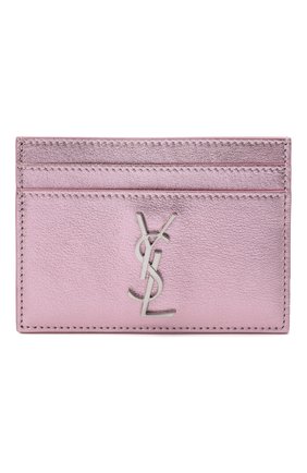 Женский кожаный футляр для кредитных карт SAINT LAURENT розового цвета, арт. 370778/AAAGJ | Фото 1 (Материал: Натуральная кожа)