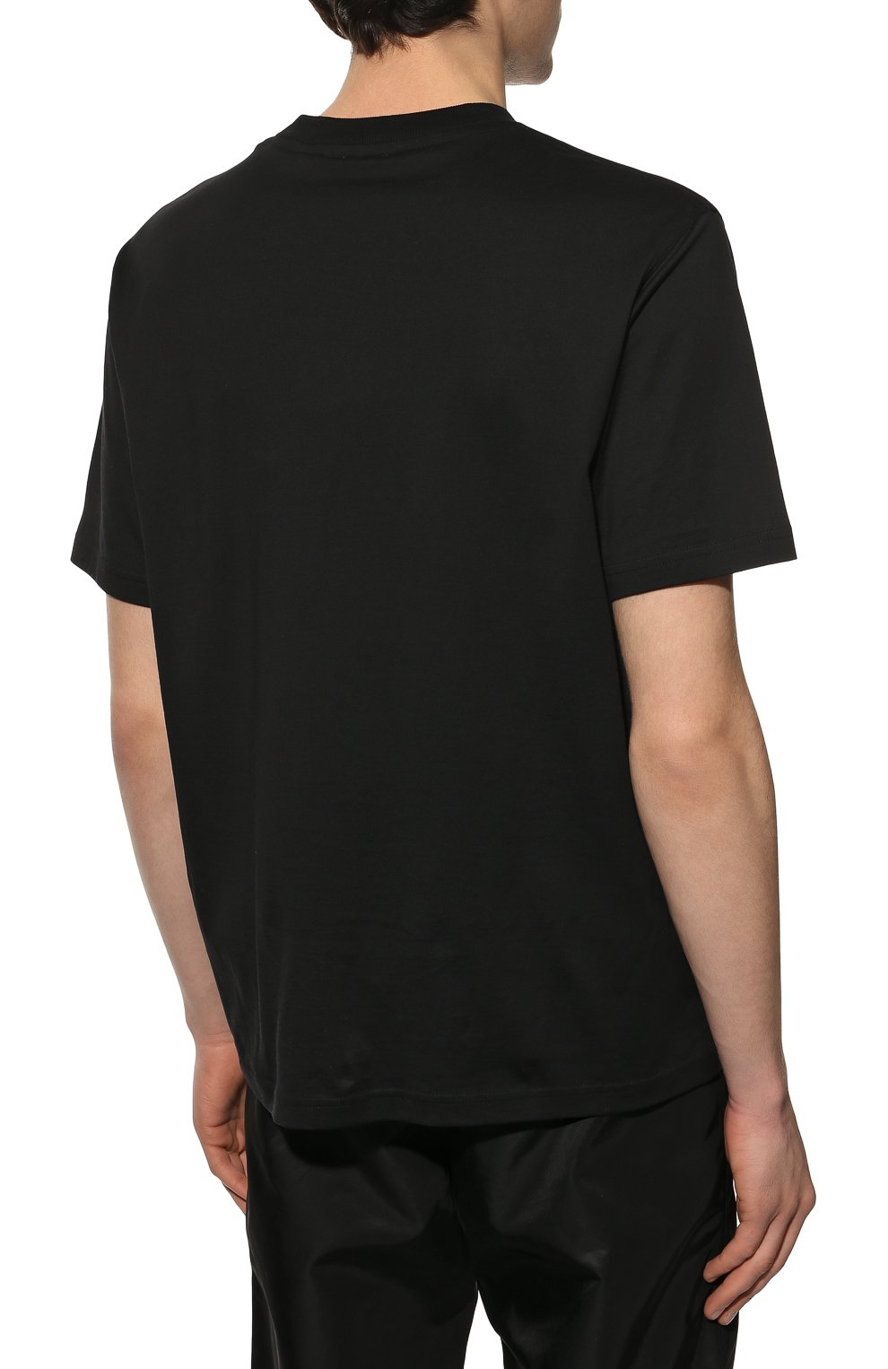 Мужская хлопковая футболка BURBERRY черного цвета, арт. 8048259 | Фото 4 (Принт: Без принта; Рукава: Короткие; Длина (для топов): Стандартные; Материал внешний: Хлопок; Стили: Минимализм)