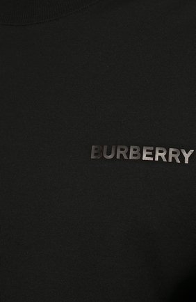 Мужская хлопковая футболка BURBERRY черного цвета, арт. 8048259 | Фото 5 (Принт: Без принта; Рукава: Короткие; Длина (для топов): Стандартные; Материал внешний: Хлопок; Стили: Минимализм)