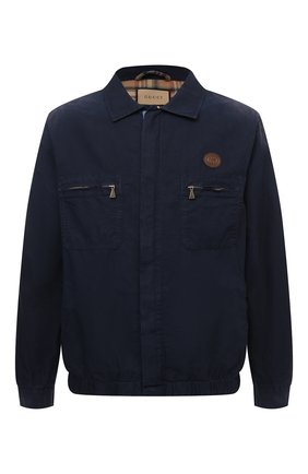 Мужской хлопковый бомбер GUCCI темно-синего цвета по цене 240500 руб., арт. 669607/XDBSA | Фото 1 Мужской хлопковый бомбер GUCCI темно-синего цвета, арт. 669607/XDBSA | Фото 1 (Рукава: Длинные; Материал внешний: Хлопок; Материал подклада: Хлопок; Длина (верхняя одежда): Короткие; Кросс-КТ: Куртка; Принт: С принтом; Стили: Гранж)