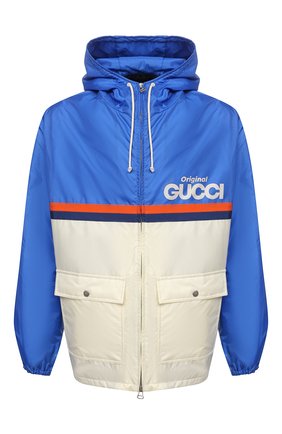 Мужская утепленная куртка GUCCI синего цвета, арт. 666551/ZAHXH | Фото 1 (Материал подклада: Синтетический материал; Длина (верхняя одежда): Короткие; Рукава: Длинные; Материал внешний: Синтетический материал; Мужское Кросс-КТ: утепленные куртки; Кросс-КТ: Куртка; Стили: Спорт-шик)