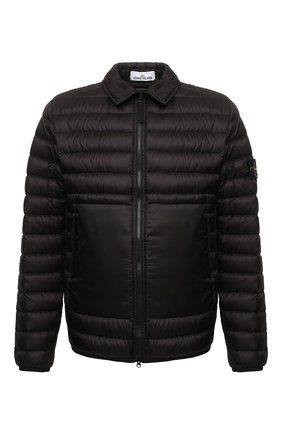 Мужская пуховая куртка STONE ISLAND черного цвета, арт. 761542124 | Фото 1 (Рукава: Длинные; Материал подклада: Синтетический материал; Мужское Кросс-КТ: пуховик-короткий; Длина (верхняя одежда): Короткие; Материал утеплителя: Пух и перо; Материал внешний: Синтетический материал; Кросс-КТ: Куртка; Стили: Минимализм)