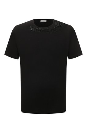 Мужская хлопковая футболка SAINT LAURENT черного цвета по цене 54850 руб., арт. 683816/Y2ZJ2 | Фото 1 Мужская хлопковая футболка SAINT LAURENT черного цвета, арт. 683816/Y2ZJ2 | Фото 1 (Рукава: Короткие; Материал внешний: Хлопок; Длина (для топов): Стандартные; Принт: Без принта; Стили: Гранж, Панк)