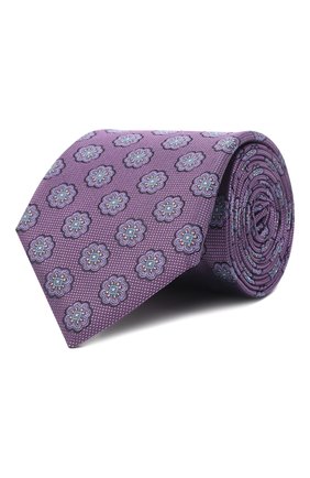 Мужской шелковый галстук CANALI фиолетового цвета, арт. 18/HJ03395 | Фото 1 (Материал: Шелк, Текстиль; Принт: С принтом)