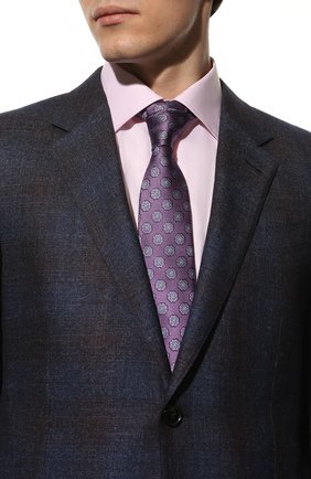 Мужской шелковый галстук CANALI фиолетового цвета по цене 14650 руб., арт. 18/HJ03395 | Фото 2 Мужской шелковый галстук CANALI фиолетового цвета, арт. 18/HJ03395 | Фото 2 (Материал: Шелк, Текстиль; Принт: С принтом)