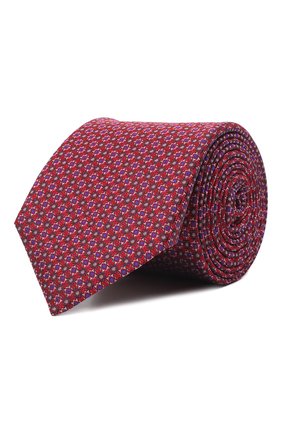 Мужской шелковый галстук CANALI красного цвета, арт. 18/HJ03389 | Фото 1 (Материал: Текстиль, Шелк; Принт: С принтом)