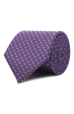 Мужской шелковый галстук CANALI фиолетового цвета, арт. 18/HJ03389 | Фото 1 (Материал: Текстиль, Шелк; Принт: С принтом)