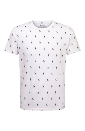 Мужская хлопковая футболка POLO RALPH LAUREN белого цвета, арт. 714830281 | Фото 1 (Материал внешний: Хлопок; Рукава: Короткие; Длина (для топов): Стандартные; Кросс-КТ: домашняя одежда)