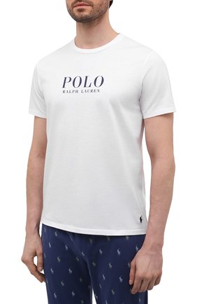 Мужская хлопковая футболка POLO RALPH LAUREN белого цвета, арт. 714862615 | Фото 3 (Кросс-КТ: домашняя одежда; Рукава: Короткие; Длина (для топов): Стандартные; Материал внешний: Хлопок)