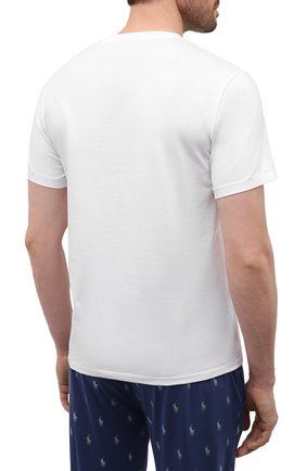Мужская хлопковая футболка POLO RALPH LAUREN белого цвета, арт. 714862615 | Фото 4 (Кросс-КТ: домашняя одежда; Рукава: Короткие; Длина (для топов): Стандартные; Материал внешний: Хлопок)