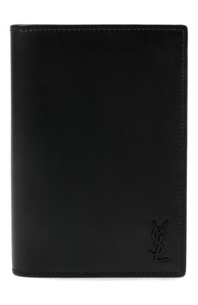 Мужской кожаная обложка для паспорта SAINT LAURENT черного цвета, арт. 607659/1JB0U | Фото 1 (Кросс-КТ: обложки и футляры; Материал: Натуральная кожа)
