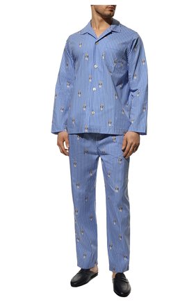 Мужская хлопковая пижама POLO RALPH LAUREN голубого цвета, арт. 714862801 | Фото 2 (Длина (брюки, джинсы): Стандартные; Рукава: Длинные; Кросс-КТ: домашняя одежда; Материал внешний: Хлопок; Длина (для топов): Стандартные)