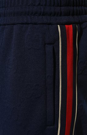 Мужские джоггеры GUCCI темно-синего цвета, арт. 675143/XJDVX | Фото 5 (Длина (брюки, джинсы): Стандартные; Кросс-КТ: Спорт; Материал внешний: Синтетический материал; Стили: Спорт-шик; Силуэт М (брюки): Джоггеры)