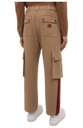 Мужские хлопковые брюки-карго GUCCI темно-бежевого цвета, арт. 669636/XDBSL | Фото 4 (Силуэт М (брюки): Карго; Длина (брюки, джинсы): Стандартные; Случай: Повседневный; Стили: Гранж; Материал внешний: Хлопок)