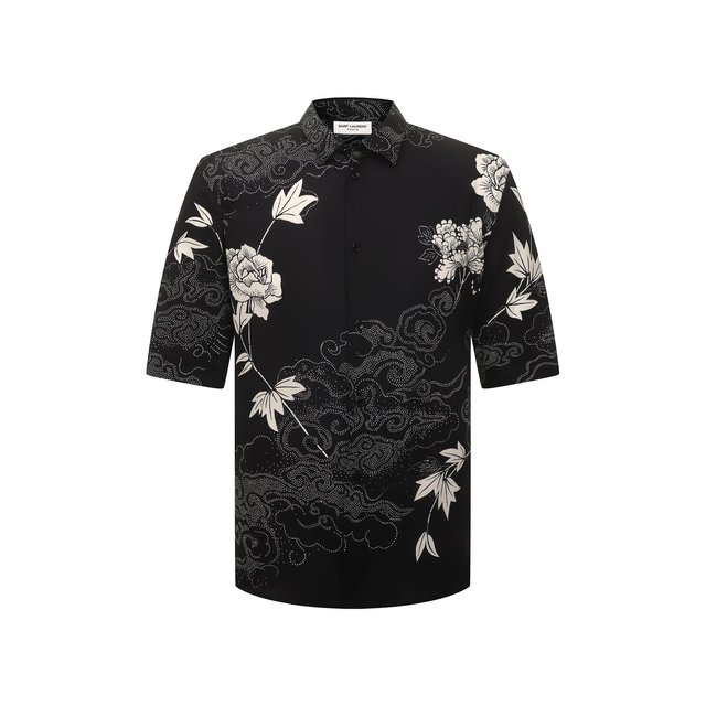 Рубашка из вискозы Saint Laurent черного цвета