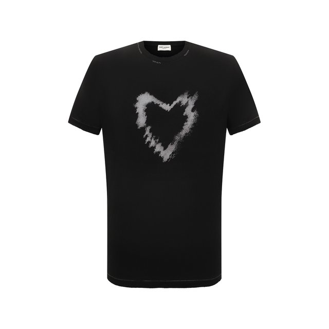 Хлопковая футболка Saint Laurent черного цвета