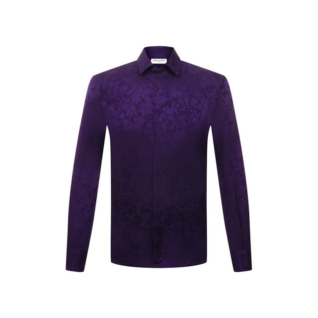 Шелковая рубашка Saint Laurent фиолетового цвета