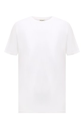 Мужская хлопковая футболка SAINT LAURENT белого цвета, арт. 554302/YB2FT | Фото 1 (Принт: Без принта; Рукава: Короткие; Длина (для топов): Стандартные; Материал внешний: Хлопок; Стили: Кэжуэл)