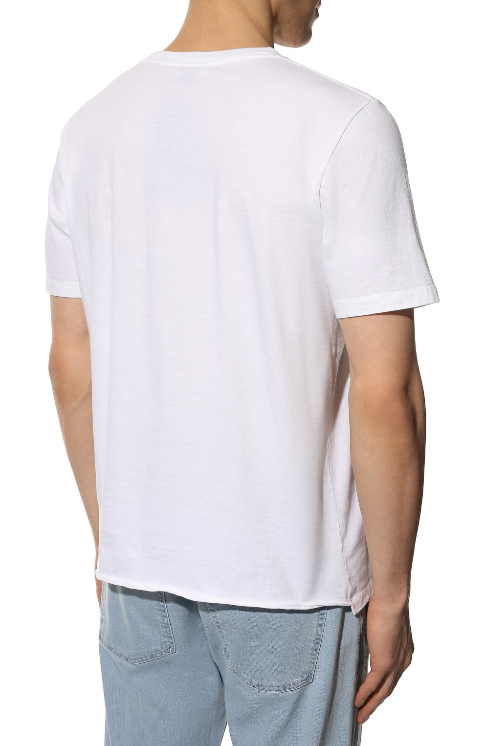 Мужская хлопковая футболка SAINT LAURENT белого цвета, арт. 554302/YB2FT | Фото 4 (Принт: Без принта; Рукава: Короткие; Длина (для топов): Стандартные; Материал внешний: Хлопок; Стили: Кэжуэл)