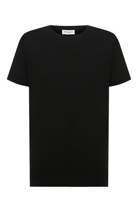 Мужская хлопковая футболка SAINT LAURENT черного цвета, арт. 554302/Y2ZJ2 | Фото 1 (Принт: Без принта; Материал внешний: Хлопок; Рукава: Короткие; Стили: Кэжуэл; Длина (для топов): Стандартные)