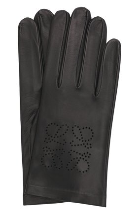 Женские кожаные перчатки LOEWE черного цвета, арт. K821246X01 | Фото 1 (Материал: Натуральная кожа)
