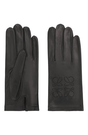 Женские кожаные перчатки LOEWE черного цвета, арт. K821246X01 | Фото 2 (Материал: Натуральная кожа)