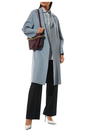 Женское кашемировое пальто KITON светло-голубого цвета, арт. D51614DK0952A | Фото 2 (Длина (верхняя одежда): До колена; Стили: Кэжуэл; 1-2-бортные: Двубортные; Рукава: Длинные; Материал внешний: Шерсть, Кашемир)