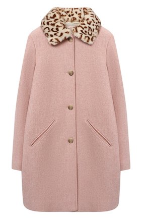 Детское шерстяное пальто BONPOINT розового цвета, арт. W01GOUWO2101(020)_864254 | Фото 1 (Материал внешний: Шерсть, Синтетический материал; Рукава: Длинные)