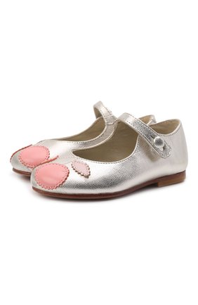 Детские кожаные туфли BONPOINT серебряного цвета, арт. E19EFELSA(989)_495732 | Фото 1 (Материал внешний: Кожа)