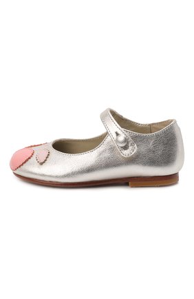 Детские кожаные туфли BONPOINT серебряного цвета, арт. E19EFELSA(989)_495732 | Фото 2 (Материал внешний: Кожа)