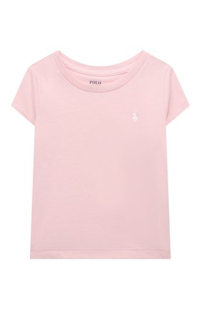 Детская хлопковая футболка POLO RALPH LAUREN светло-розового цвета, арт. 311833549 | Фото 1 (Материал внешний: Хлопок; Рукава: Короткие; Девочки Кросс-КТ: футболка-одежда; Ростовка одежда: 2 года | 92 см, 3 года | 98 см, 4 года | 104 см)