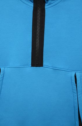 Детский хлопковое худи STONE ISLAND голубого цвета, арт. 761660242/10-12 | Фото 3 (Рукава: Длинные; Мальчики Кросс-КТ: Худи-одежда; Материал внешний: Хлопок)