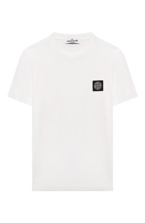Детская хлопковая футболка STONE ISLAND белого цвета, арт. 761620147/10-12 | Фото 1 (Материал внешний: Хлопок; Рукава: Короткие)