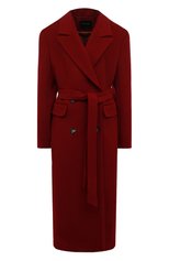 Женское пальто из шерсти и вискозы LESYANEBO бордового цвета, арт. FW21/H-405/OLZ | Фото 1 (Материал внешний: Шерсть; Рукава: Длинные; Длина (верхняя одежда): Длинные; 1-2-бортные: Двубортные; Стили: Кэжуэл)