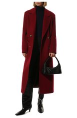 Женское пальто из шерсти и вискозы LESYANEBO бордового цвета, арт. FW21/H-405/OLZ | Фото 2 (Материал внешний: Шерсть; Рукава: Длинные; Длина (верхняя одежда): Длинные; 1-2-бортные: Двубортные; Стили: Кэжуэл)